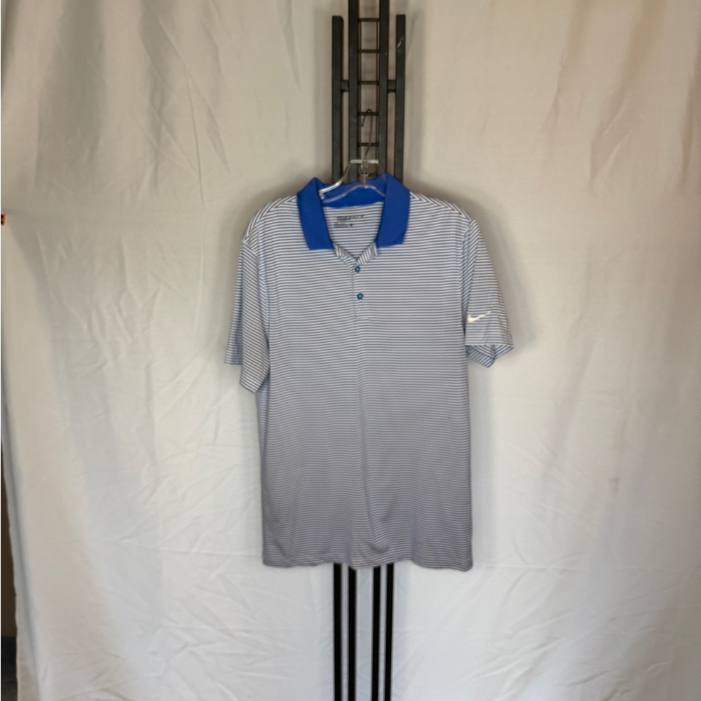 Nike Men's‎ Striped Polo Shirt in Blue and Gray